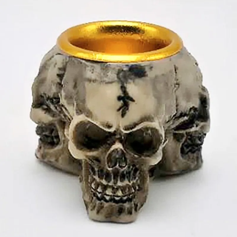 3-sided skull candle holder silicone mold diy concrete resin plaster model making mold Halloween decoration tool