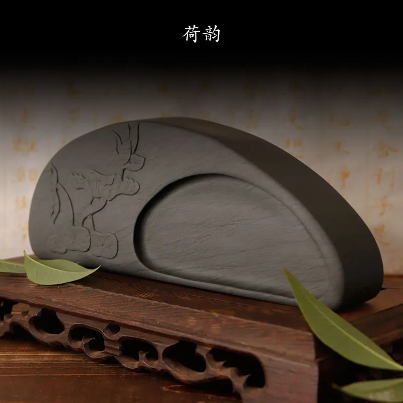 2 in 1 Chinese Paperweight China Inkstone Grinding Inkwell Made of Natural Stone Ink Slab She Yan Tai