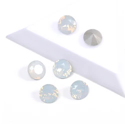 High Quality Nails Rhinestone White Opal Color Brilliant Cut Shape 8mm 10mm Pointback Crystal Stone For 3D Nail Art Gems