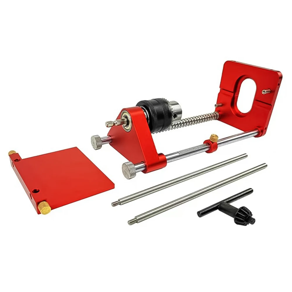 ALLSOME Drill Guide Locator Hole Bracket Adjustable Punch  Alloy Steel Template Drilling Furniture Bench DIY Tool Woodworking