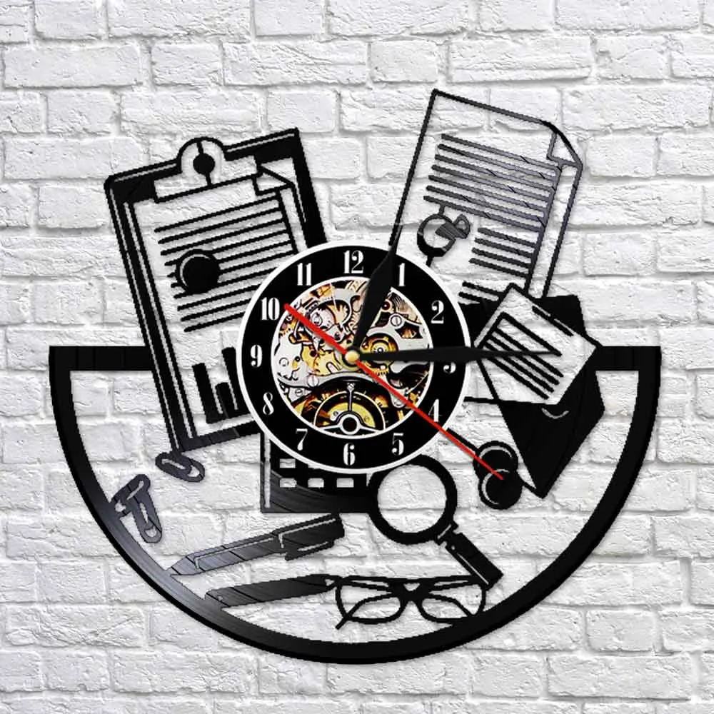 Accountant Vinyl LP Record Wall Clock Maintains and Audits Business Accounts Laser Cut Watch LED Lighting Room Interior Decor