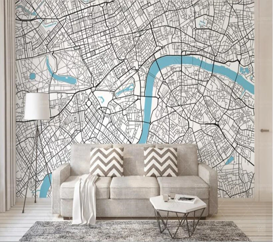 

Papel de parede Simple and stylish London map 3d wallpaper, tv wall. bedroom KTV bar mural wall decoration