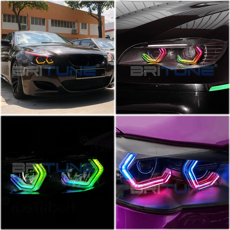 RGB Angel Eyes LED Lights For BMW E90 E91 E60 M4 E61 F34 F32 F10 F30 F31 Bluetooth-compatible Tuning Dynamic Chasing Halo Ring