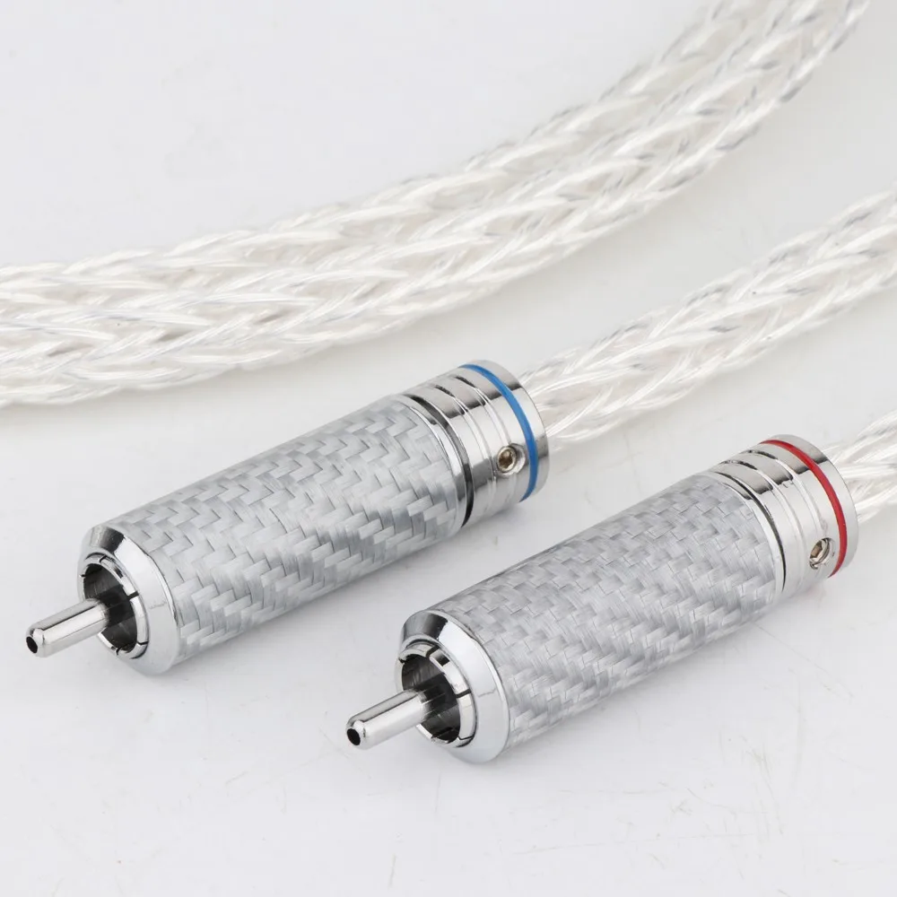 Hi-End 6AG OCC versilbertes 12-adriges Audiokabel – 24K vergoldete Cinch-Stecker, HiFi 2RCA auf 2RCA-Verbindung für Pro Audio – Detail 3