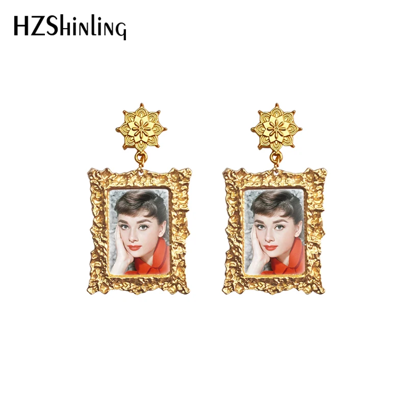 2020 New Audrey Hepburn Earring Vintage Drop Earrings Retro Mandala Charm Art Printed Glass Dome Jewelry