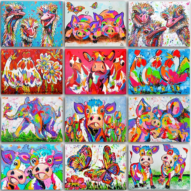 

5D DIY Diamond Painting animal kit Color cow ostrich home decor Full Square&Round Diamond mosaic Diamond embroidery Cross stitch