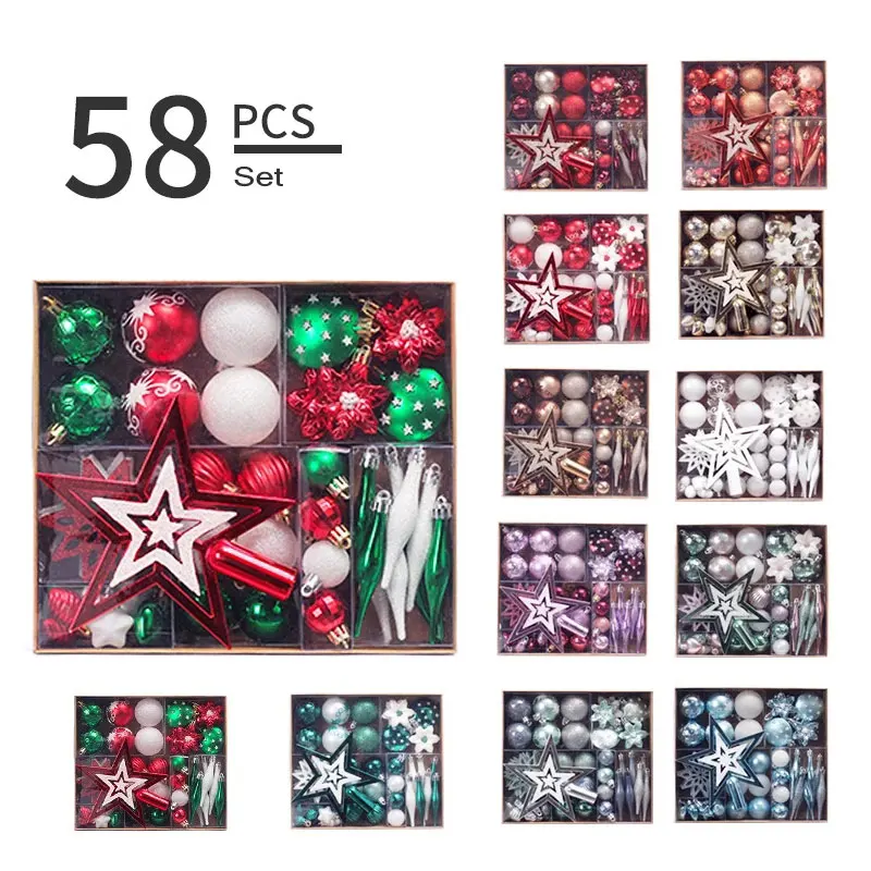 

A Set Of 58 Painted Christmas Balls With Christmas Tree Pendants And Christmas Decorations Christmas New Year Atmosphere Decor