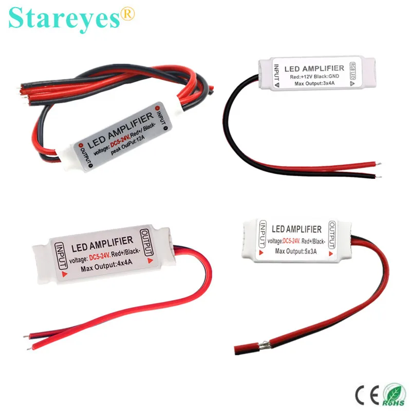 1 Piece of Single color RGB RGBW RGBCCT LED Amplifier DC5V 12V 24V Led Strip Signal Repeater Accessory Series increase voltage