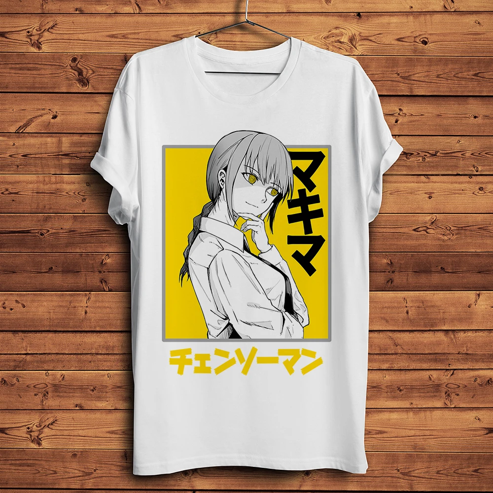 Chainsaw Man Makima Horror funny anime tshirt Men summer new White Casual short sleeve T Shirt Unisex otaku streetwear tee