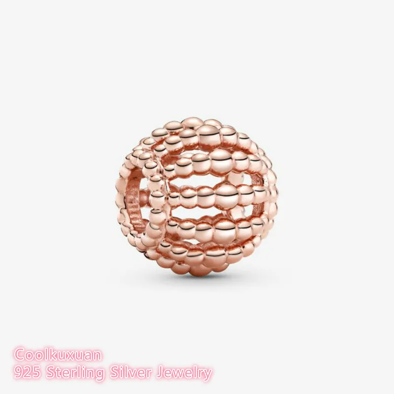 

Mother's Day 100% 925 Sterling Silver Beaded Openwork Charm Rose Gold beads Fits Original Pandora bracelets Jewelry Making