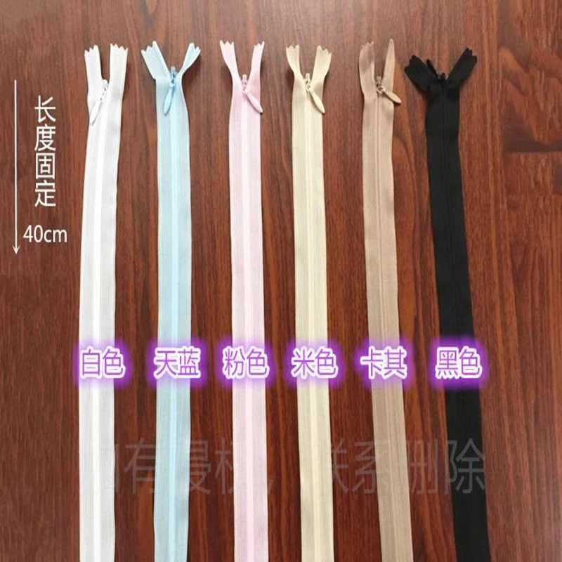 Alipress-Invisible Nylon Zippers for Cushion and Skrit Sewing Accessories, Tailor Tools, 3 #, 40cm, 100PCs, 2-003