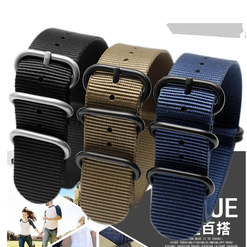 

Strap Wholesale 18mm 20mm 23mm 22mm 24mm For Heavy Duty Nylon Watchband Stripe Rainbow Canvas Replacement bracelet