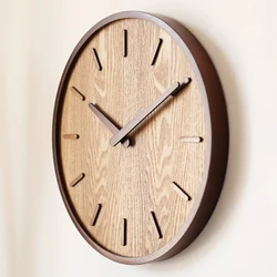 Creative Large Bamboo Wood Wall Clock Simple Modern Design Watch Living Room Wooden Clocks Silent No Glass Home Decor 14 inch
