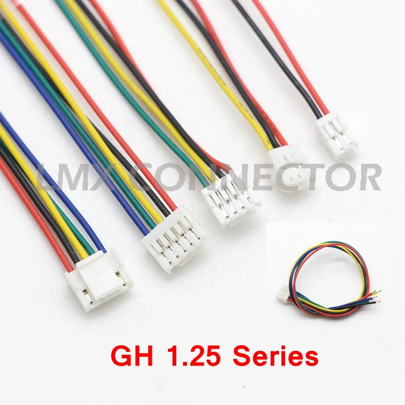 10 PCS JST GH Series 1.25mm Cable Wire Connector 2P 3P 4P 5P 6P 7P 8P GH1.25 with Lock 150MM 28AWG Single End Replace JSTA1257