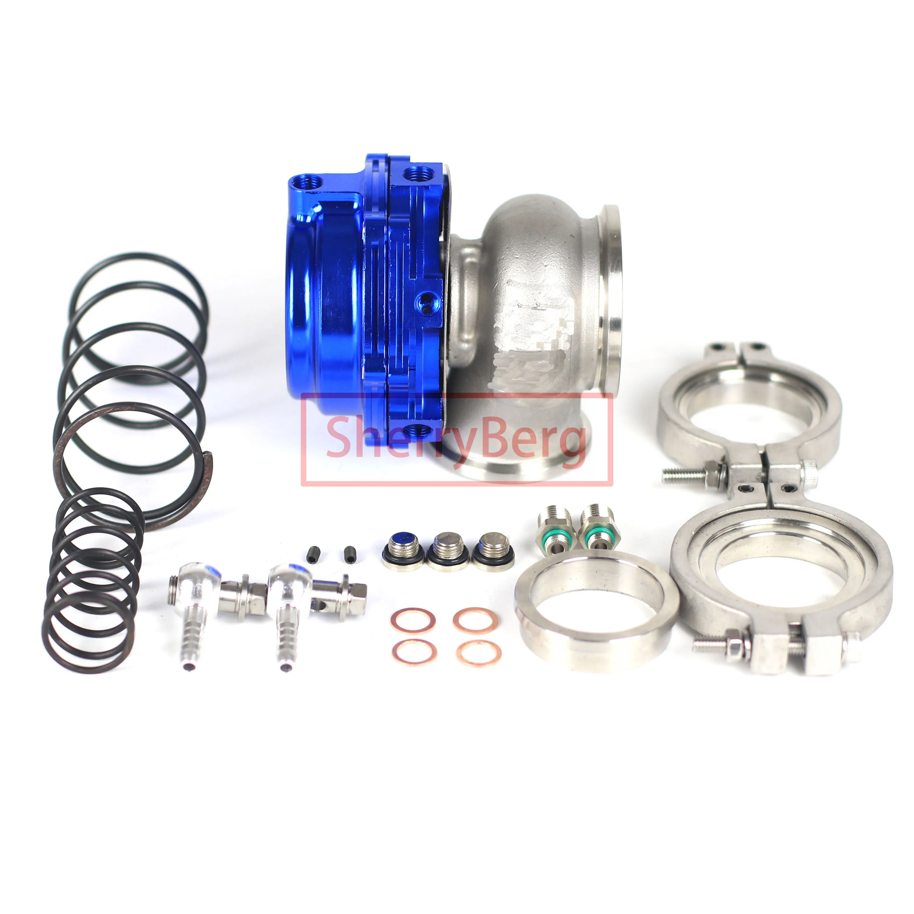 SherryBerg Brand New Bov 44mm Wastegate WITH VBAND FLANGES V44 BLUE PSI 7 ,14 ,17  BOV 44 MRV44 BLUE Color Top Quality