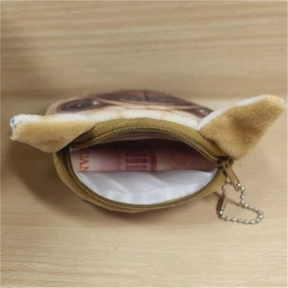 Mini porte-monnaie en peluche avec visage d'animal de dessin animé pour enfants, sac à main chat et chien, fermeture éclair, portefeuille mignon pour filles, porte-cartes et porte-clés, sac à main pour casque