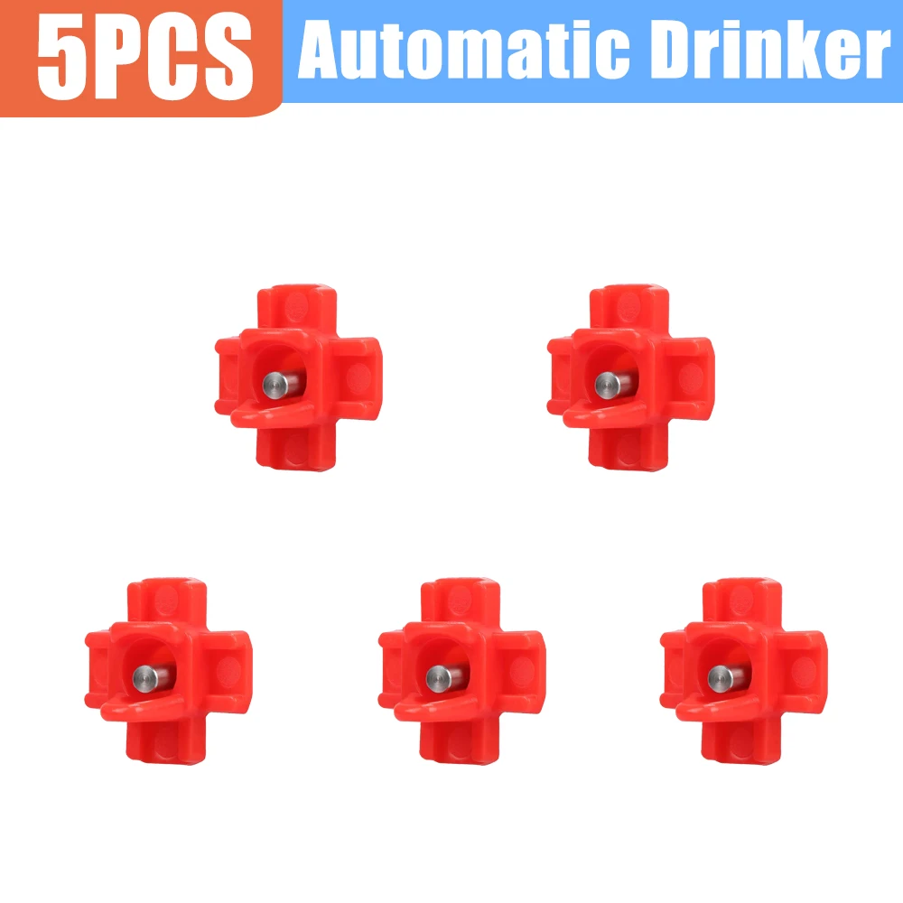 

5Pcs Automatic Chicken Drinker Nipple Drinker Cross-shaped Quail Drinking Spout Pigeon Drinker 360 Degree Bucket Drinker