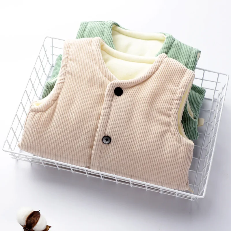 

Corduroy Children Vest Girl Baby Clothing Solid Color Cute Kids Vest Winter Autumn Warm Soft Clothes Children Sleeveless Jacket