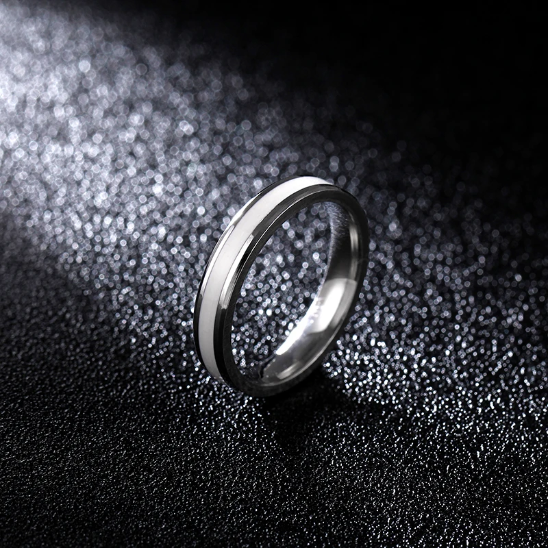 MANGOSKY 4mm Stainless Steel Rings For Lover Men and Women