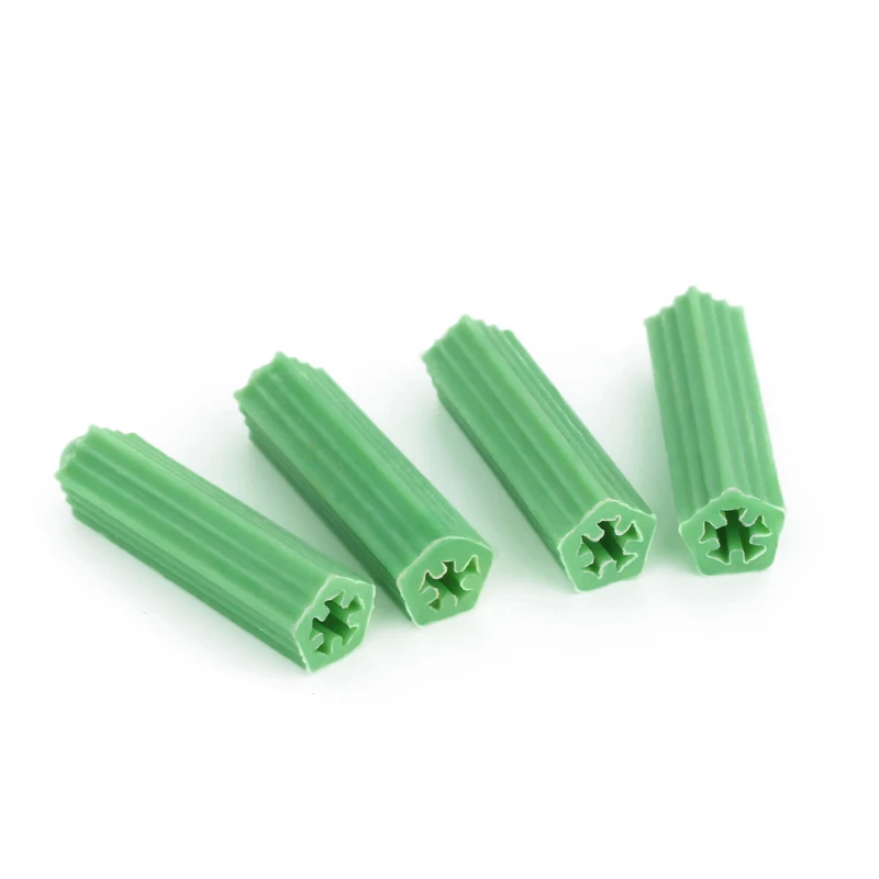 100/200PCS tubo di espansione a vite autofilettante 6*25MM per fissaggio a vite in muratura di plastica verde