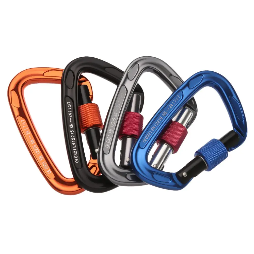 12/23/24/25KN Carabiner D Shape Key Hooks Aluminum Climbing Security Master Lock Outdoor Ascend Tool Mountaineering Equipment