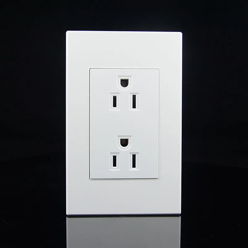 

118mm white American USA Standard Double 3-pole socket PC flame retardant household safety power plug 15A