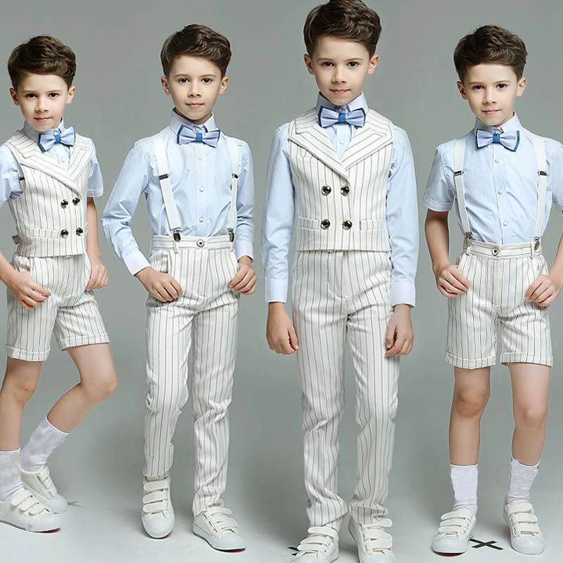 

2020 Spring flowers boys formal wedding suit campus student dress gentleman kids ceremony costumes school uniform With Shirt