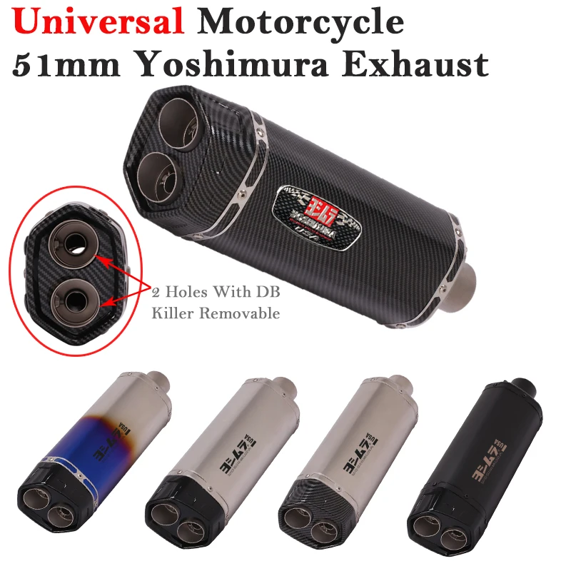 Universal Motorcycle Yoshimura Exhaust Pipe Double outlet Escape Tip Silencer For ER6N Z900 Modify DUKE Muffler 2 Hole DB Killer