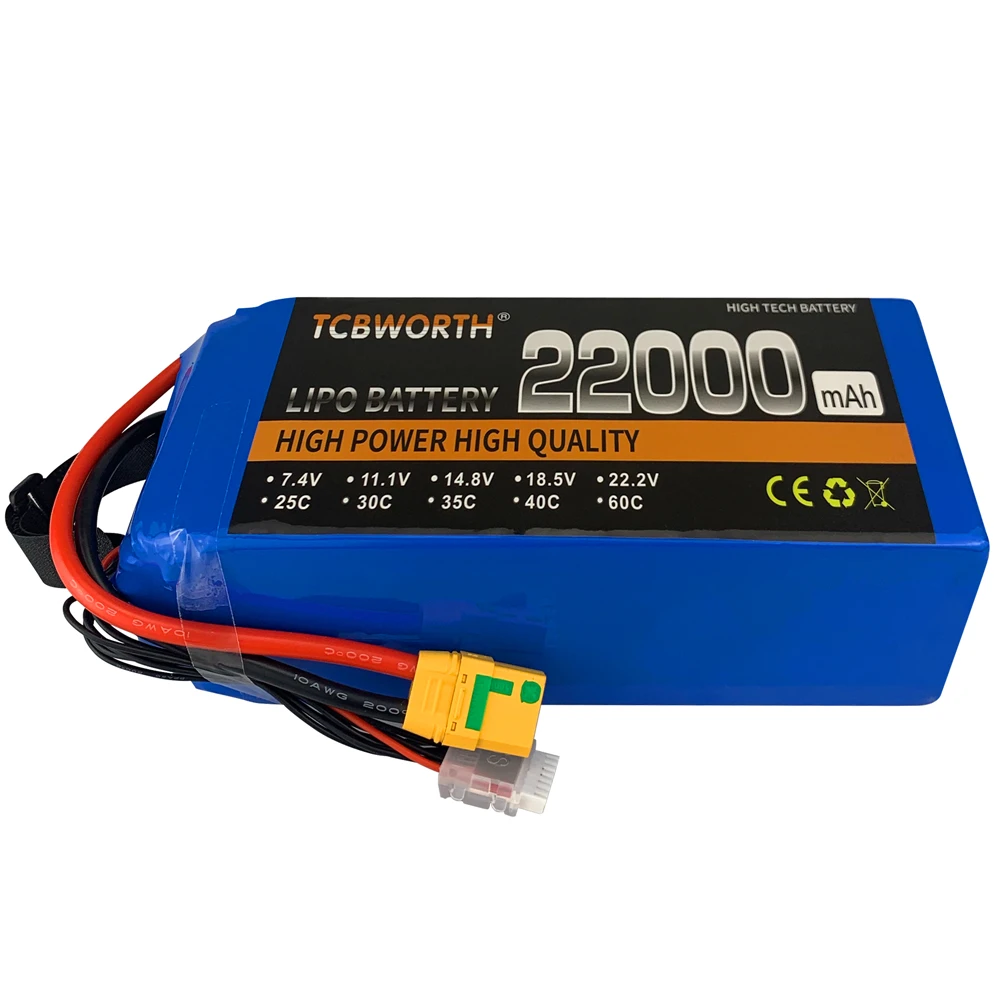 

New 6S RC LiPo Battery 22.2V 22000mAh 25C 35C 6S For RC Aircraft Airplane Drone Car Boat Helicopter 22Ah Batteries LiPo AKKU