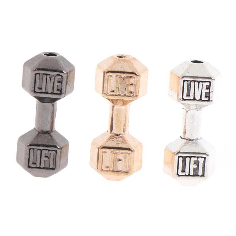 Halteres miniatura Barbell, pesos Fitness, ginásio modelo brinquedos, Dollhouse, 1:12, 2pcs