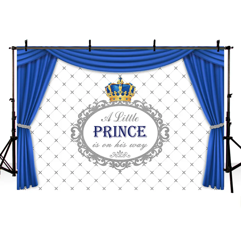 Avezano Royal Blue ผ้าม่านการถ่ายภาพพื้นหลังทารกแรกเกิดเด็กทารกอาบน้ำทองมงกุฎสีขาวฉากหลังสำหรับ Photo Studio Photophone