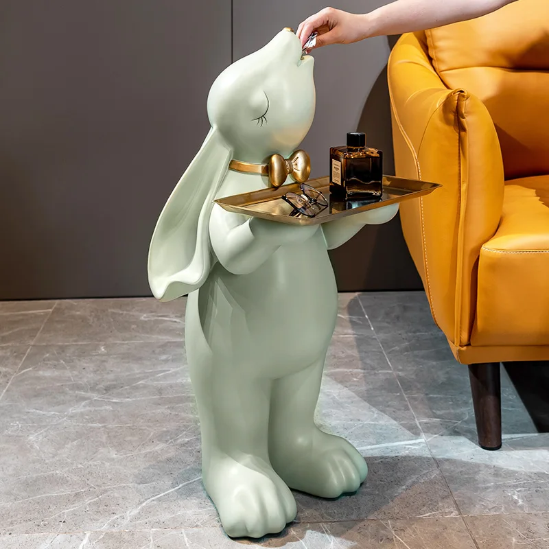 Cartoon Rabbit Statue for Living Room Decoration,  Home Decor, Tray Storage Figurine, Coin Bank, Christmas Gifts, Fashion Sculpt