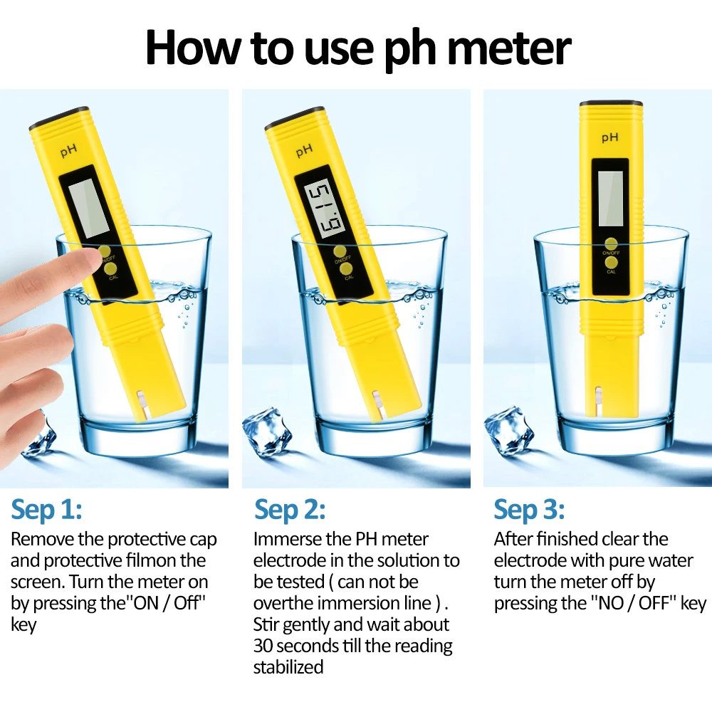RZ PH Meter Water Hydroponics Digital PH Tester Pen 0.01 alta precisione con 0-14 PH Range acquario per piscina per uso domestico