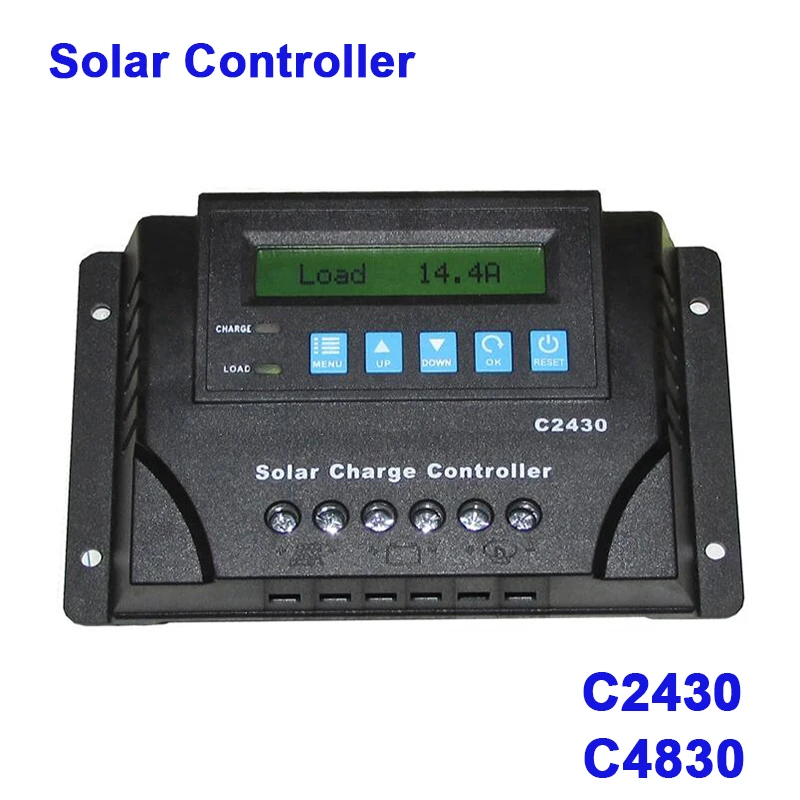 

C2430 C4830 LCD parameters adjustable Solar Charge and Discharge Controller 12V 24V 48V solar controller pwm overload protection