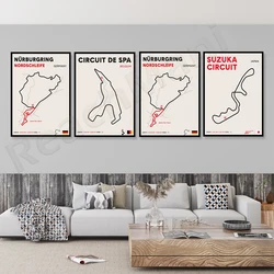 NüRburgring Nordschleife Circuit De Spa Circuit Suzuka Japan Racing Poster Home Decoration Canvas Printing Gift