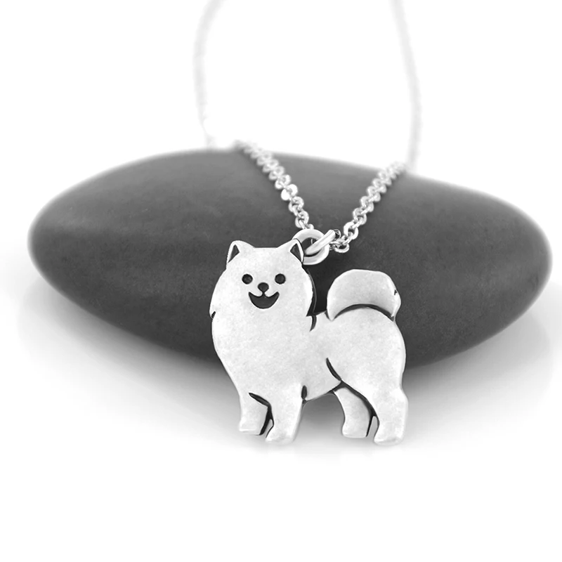 Simple Samoyed & Alaskan Malamute Dog Pendant Necklace Choker For Women Stainless Steel Long Chain Necklace Kids Boho Jewelry