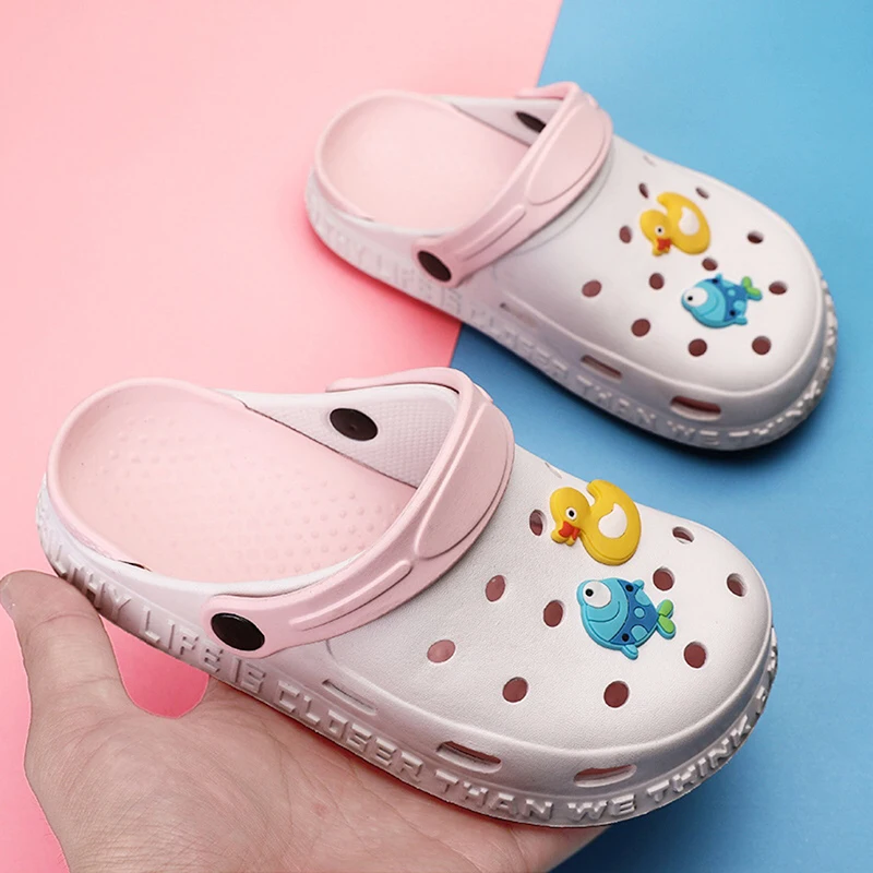 Kids summer sandals for boys girls baby slippers soft bottom children beach sandals non slip lightweight garden shoes size 24-36