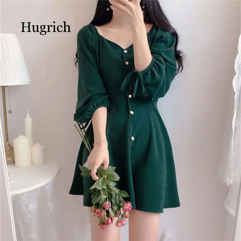 Women Fashion Korea Japan Style Design Cute Sweet Little Back Dress Party Mini Button Vintage Dress