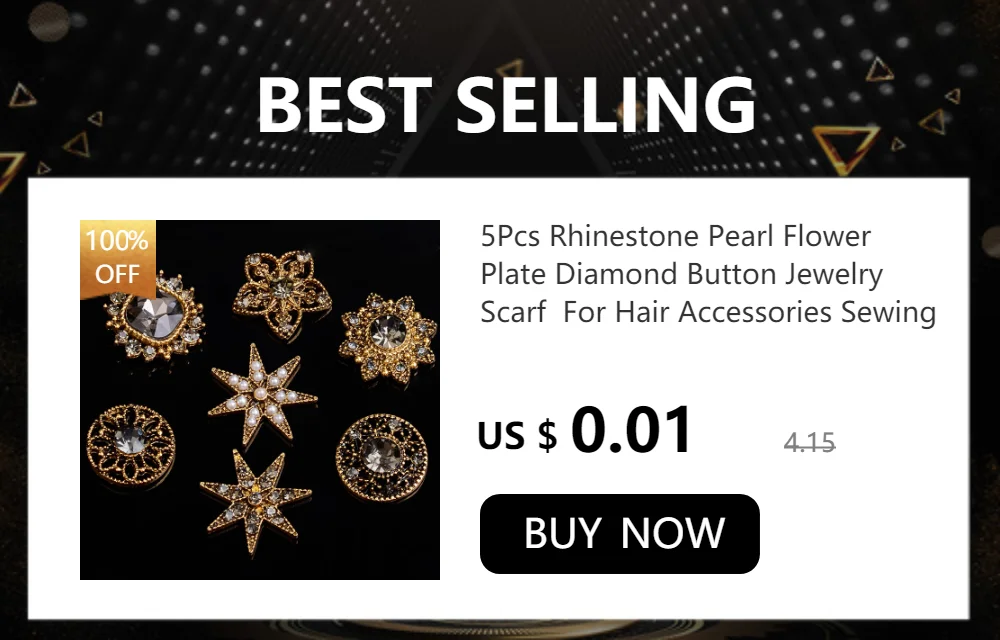 5 Pcs Rhinestone Pearl Flower Plate Diamond Button Jewelry Scarf  For Hair Accessories Sewing Decorative Clothing Coat Buttons
