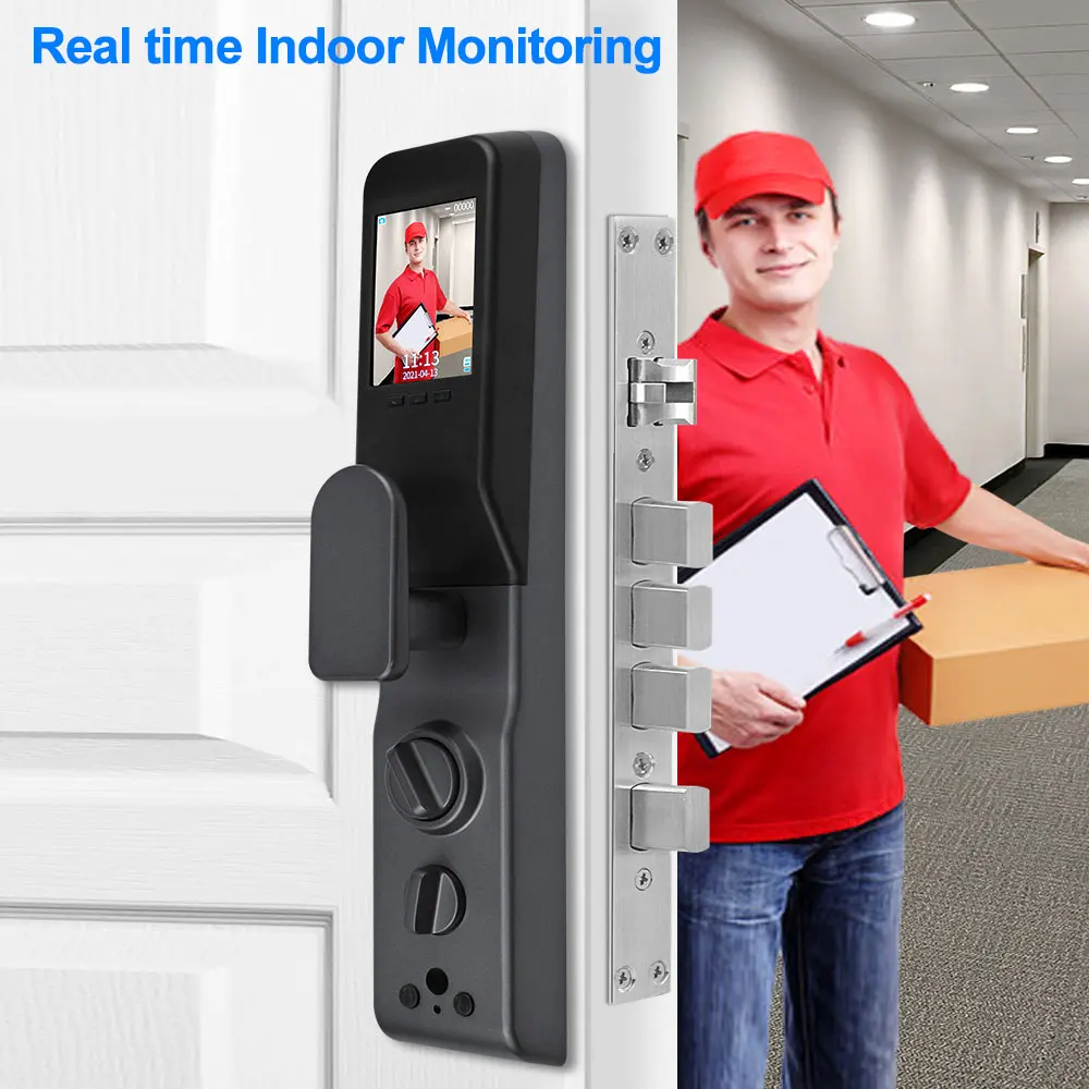 Yitoo H8 Nieuwe Biometrische Smart Digitale Vingerafdruk Deurslot Met Camera Wifi Tuya App Op Afstand Rfid Card/Wachtwoord/key Unlock