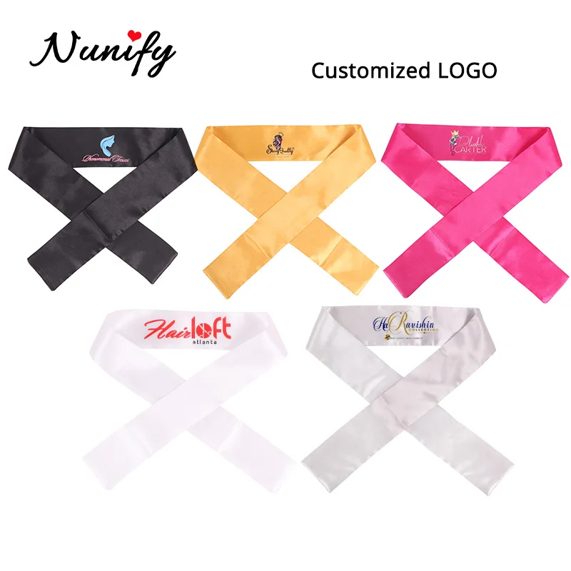 Nunify Customize Logo 10/20/30/50Pcs Satin Edges Hair Wrap Top Black White Gloden Edge Slayer For Lace Front Wigs Silk Headband