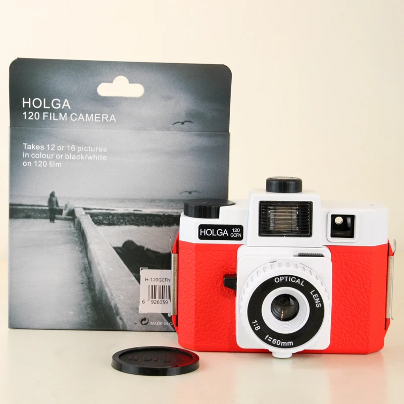 Holga 120GCFN White/Red Medium Format Film Camera Glass Lens Lomo Brand new