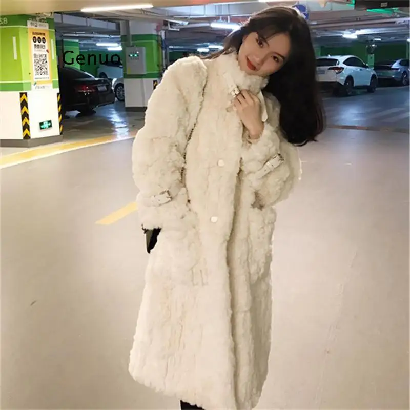 

Parka Women Shaggy Fur Coats Thick Winter Outwear Warm Stand Collar Long Faux Fur Jacket Female Big Pocket Long Sleeve Overcoat