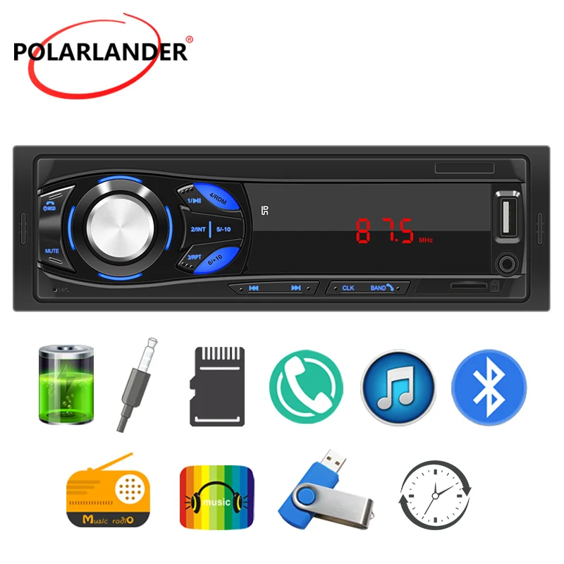 Car Radio 1 Din 12V Bluetooth Digital Diaplay LED Autoradio 45W Multimedia Stereo Universal TF Card/U Disk/FM/AUX IN MP3 Palyer