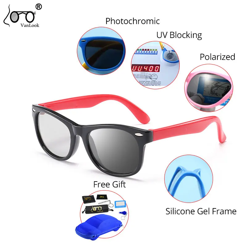 

Blue Light Blocking Kids Glasses Photochromic Sunglasses Polarized For Boys Girls Silica Gel Screen Protective Spectacle