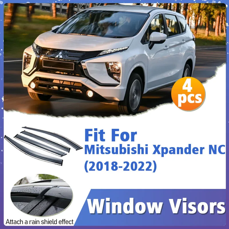 

Window Visor Guard for Mitsubishi Xpander NC 2018-2022 Vent Cover Trim Awnings Shelters Protection Sun Rain Deflector 2020 2021