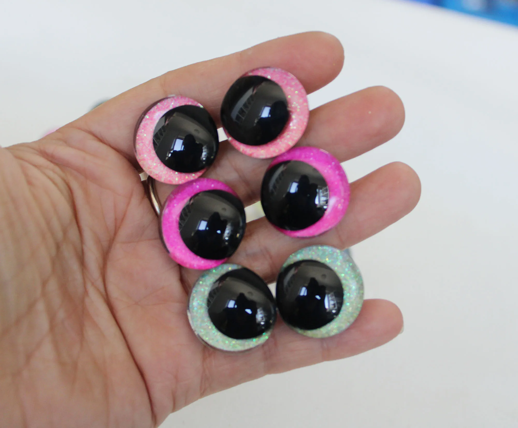 Yeux ronds à paillettes, jouet avec rondelle à pression à la main pour poupée en peluche en laine, bricolage, Y10, 14mm 16mm 18mm 23mm 28MM, 20 pièces