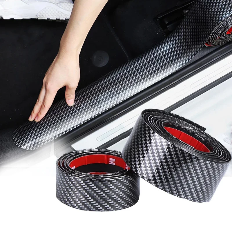 

Car Door Sill Scuff Plate Carbon Fiber Color Threshold Cover Panel Step Universal Auto Protector Sticker Guard 3cm 5cm 7cm Width