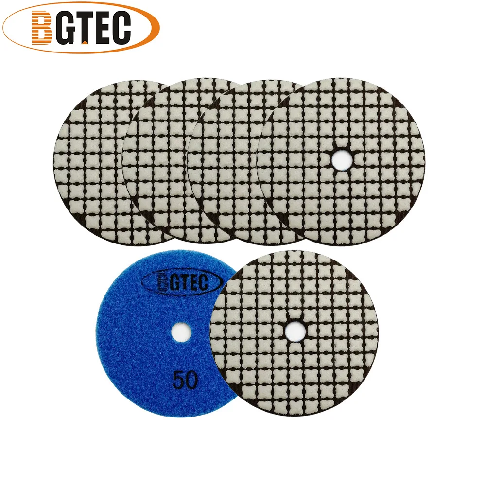 

BGTEC 6 шт 4 "/100 мм #50 Алмазная Смола Бонд сухие полировальные прокладки для гранитной мраморной керамики