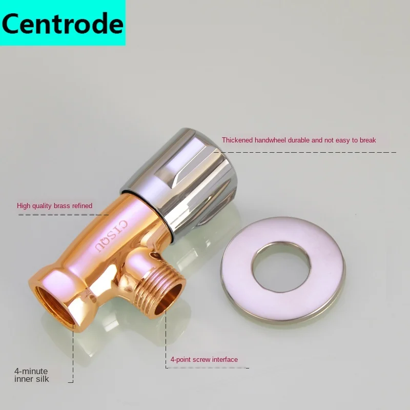 Triangle valve 4 points copper valve body ceramic valve core water heater valve switch cold and hot water through valve